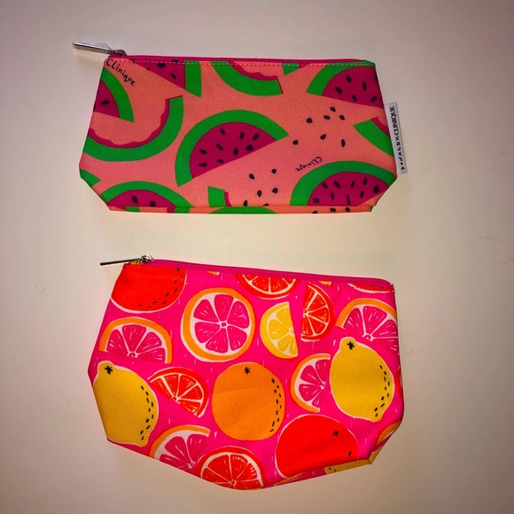 Clinique 5 Cosmetic Bags Fruits & Flowers Patterns - Picture 6 of 7